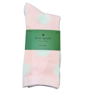 Kate Spade Light Pink and White Crew Socks. Set of 3. NWT